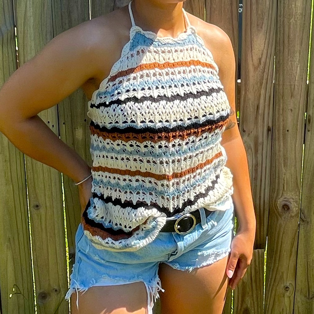 Halter Knit Crochet Top